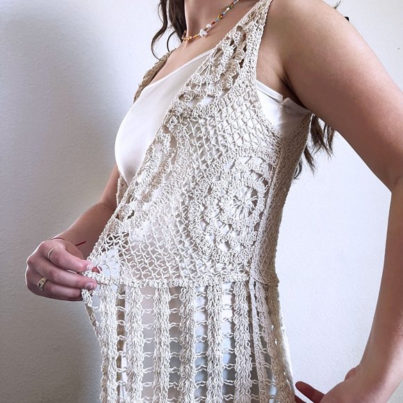 Boho Ivory Crochet Hippy Vest - Picture 6 of 8